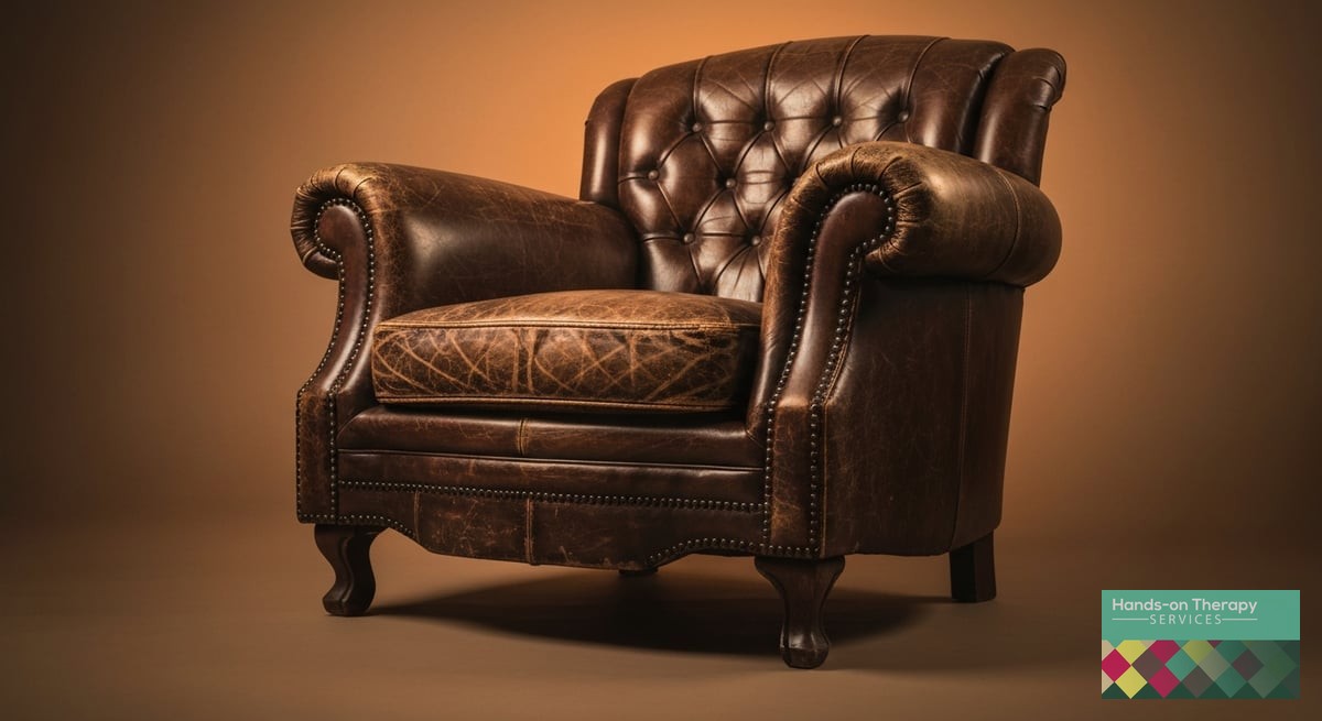 A photo-realistic image of a certified hand therapist in a clean, modern clinical setting gently exa